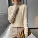 High neck twisted flower solid color long sleeved top