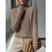 High neck twisted flower solid color long sleeved top
