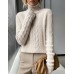 High neck twisted flower solid color long sleeved top