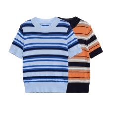 Striped short sleeved knitted fabric Striped short sleeved knitted fabric