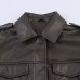 Pocket decoration imitation leather jacket