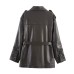 Pocket decoration imitation leather jacket