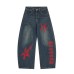 Embroidered Knife Pants Jeans Unisex Loose Wide Leg Pants