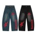 Embroidered Knife Pants Jeans Unisex Loose Wide Leg Pants
