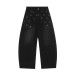 Creative Denim Pants  Patchwork Print Decoration, Mid-Waist Casual Jeans