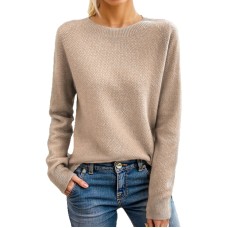 Round neck solid color long sleeved top