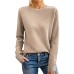 Round neck solid color long sleeved top