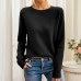 Round neck solid color long sleeved top