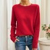 Round neck solid color long sleeved top