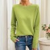 Round neck solid color long sleeved top