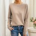Round neck solid color long sleeved top