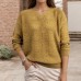 V-neck long sleeved solid color needle top