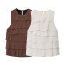 Silk textured ruffled top for women's clothing