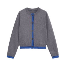 Button splicing round neck long sleeved knit