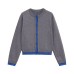 Button splicing round neck long sleeved knit
