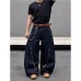 Oversize Style Streetwear Design Multi-Button Fly Slash Cut Jeans Unisex Lazy Oversized Floor-Length Pants