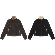 Creative Solid Color Women's Zip-Up Coat with Fur Collar Cotton Jacket