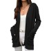 Solid color long sleeved pocket top for women