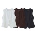 Slim fit versatile simple round neck sleeveless vest