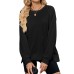 Simple Solid Color Ribbed Crew Neck Long Sleeve Loose Sweatshirt Women's Top Simple Solid Color Ribbed Crew Neck Long Sleeve Loose Sweatshirt Women's Top