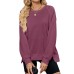 Simple Solid Color Ribbed Crew Neck Long Sleeve Loose Sweatshirt Women's Top Simple Solid Color Ribbed Crew Neck Long Sleeve Loose Sweatshirt Women's Top