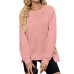 Simple Solid Color Ribbed Crew Neck Long Sleeve Loose Sweatshirt Women's Top Simple Solid Color Ribbed Crew Neck Long Sleeve Loose Sweatshirt Women's Top