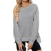 Simple Solid Color Ribbed Crew Neck Long Sleeve Loose Sweatshirt Women's Top Simple Solid Color Ribbed Crew Neck Long Sleeve Loose Sweatshirt Women's Top