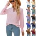 Solid color hollow V-neck loose long sleeved top