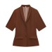 Commuting style suit style short sleeved waist cinched top
