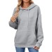 Solid color hooded pocket loose long sleeved top for women