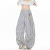 Star Pendant Gift Plaid Knife Cut Casual Pants Women Drape Wide Leg Loose Lazy Style Straight Leg Floor Length Pants