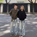 Street Style Vintage Washed Distressed Blue Denim Wide Leg Straight Pants for Men and Women