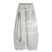 Casual Cropped Trousers for Women with Letter Print and Belt Decoration