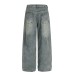 Loose Fit Denim Pants with Patchwork Decoration