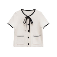 Round neck short sleeved knitted top