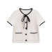 Round neck short sleeved knitted top