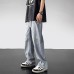 High-Quality Denim Pants Men  Street Style Washed Ripped Trendy Loose Straight Casual Long Pants