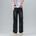 Vintage Zipper Denim Pants Men's  High Street Cool Style Loose Trendy Wide Leg Straight Casual Long Pants
