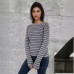 Knitted Sweater with Color-blocked Design, Long Sleeve Crew Neck Autumn/Winter FashionCasual Top