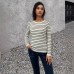 Knitted Sweater with Color-blocked Design, Long Sleeve Crew Neck Autumn/Winter FashionCasual Top