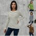 Knitted Sweater with Color-blocked Design, Long Sleeve Crew Neck Autumn/Winter FashionCasual Top