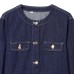 Collarless denim jacket