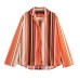 Striped pajama style shirt+pants set