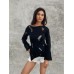 Chic Knitted Sweater with Hollow-Out Design and Slit Detail, Long Sleeve Top for Women