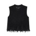 Grid knit fringe round neck sleeveless