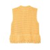 Grid knit fringe round neck sleeveless
