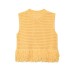 Grid knit fringe round neck sleeveless