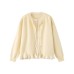 Round Neck Long Sleeve Simple Color-Block Lace Trim