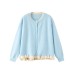 Round Neck Long Sleeve Simple Color-Block Lace Trim