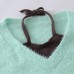Knit Sweater for Women with Halter V-Neck Loose Fit Casual Knit Top